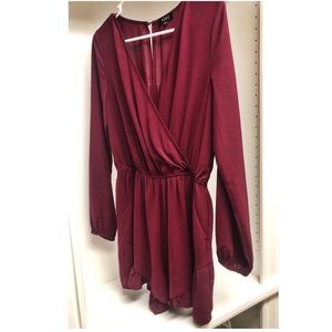 Red Long Sleeve Romper